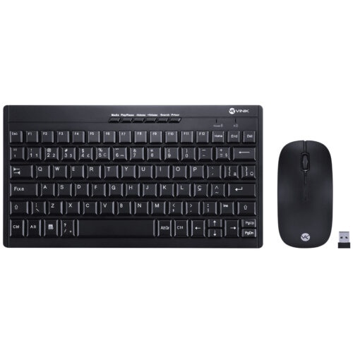 Kit Mini Teclado e Mouse DC110, Dynamic Flat, ABNT2_1600DPI, Preto, Sem Fio 01