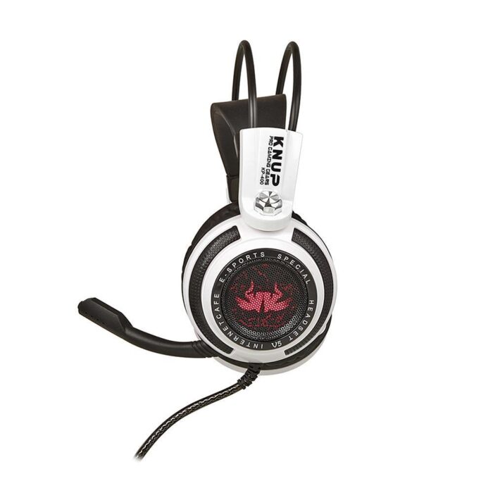 Headset Gamer Knup 7.1 Virtual, com Iluminação USB + P2, Branco e Preto - KP-400 02