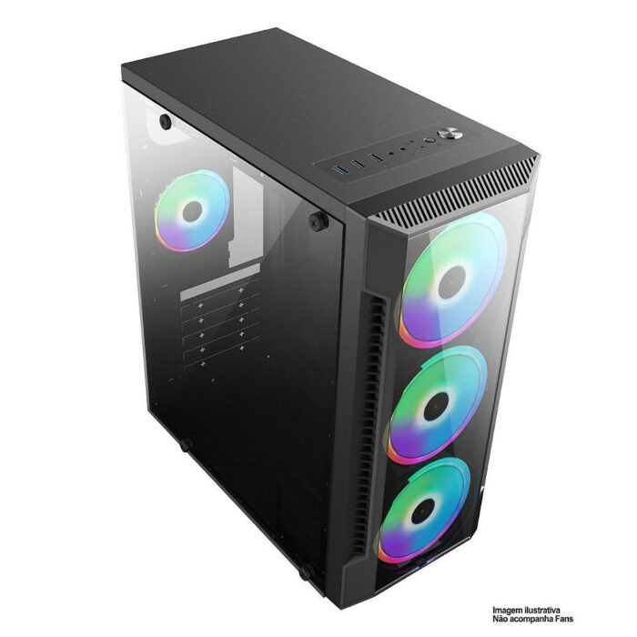 Gabinete Gamer ATX, Preto, Lateral Vidro, C3147 02