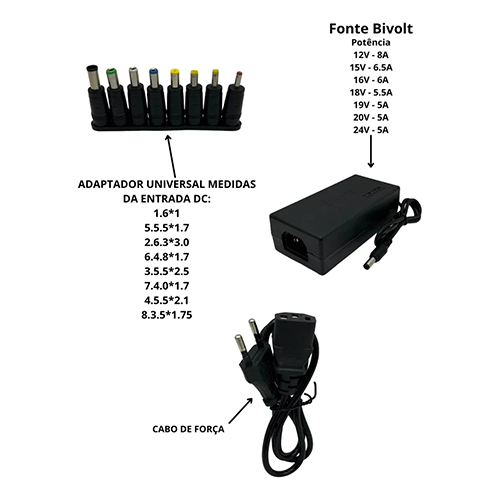 FONTE UNIVERSAL PARA NOTEBOOK INOVA - CAR-KV-7007 00