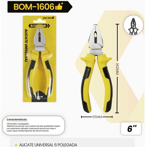 ALICATE UNIVERSAL 6'', BOMDER, BOM-1606