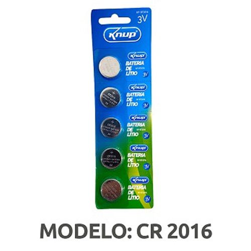 BATERIA CR2016 CARTELA (5 UND) KNUP