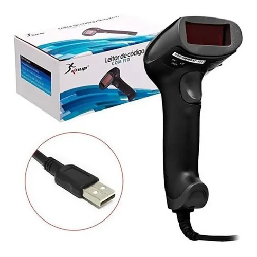 LEITOR COD BARRAS, COM FIO, 1D, KNUP, KP-1026, BOLETO BANCÁRIO