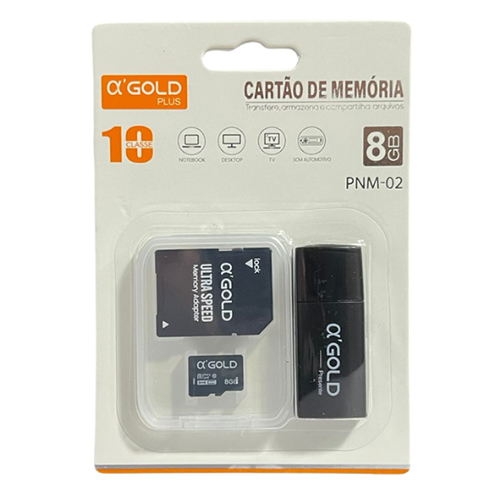 MICROSD 8GB, CLASSE 10, PNM-02, GOLD PLUS