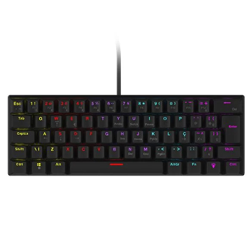 TECLADO GAMER MECÂNICO 60% ANIHI BLACK, SWITCH RED, VINIK