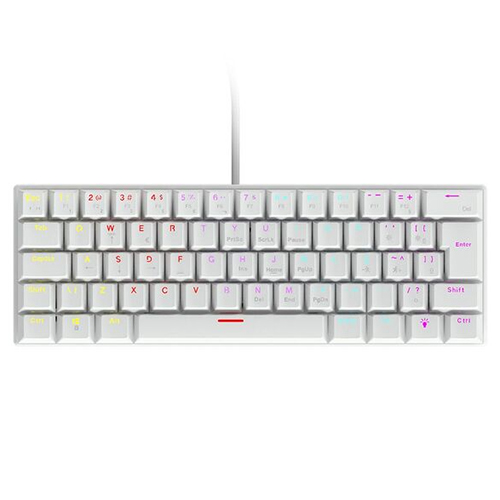 TECLADO GAMER MECÂNICO 60% ANIHI WHITE, SWITCH RED, VINIK