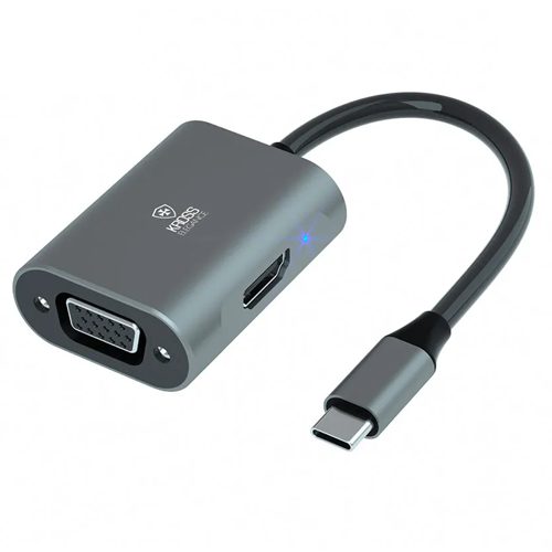 ADAPTADOR 2 em 1 TIPO C para HDMI/VGA, KROSS, KE-UCT205