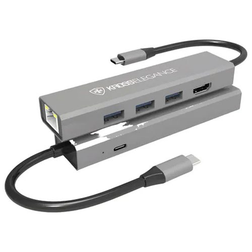 ADAPTADOR 6 em 1, TIPO C P/ RJ45, PD, 3-USB3.0, KROSS, UCT618