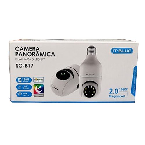 CÂMERA BOCAL LÂMPADA, 2MP, WI-FI, 360°, VISÃO NOTURNA, IT-BLUE, SC-B17