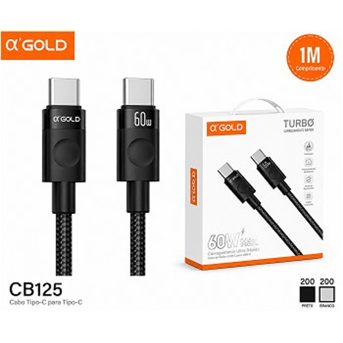 CABO TIPO C / TIPO C, 1M, 60W, GOLD, CB125